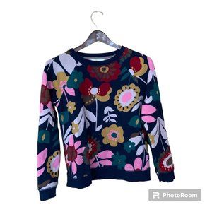 Boden Cotton Sweatshirt French Navy Flora Bloom\ Size S